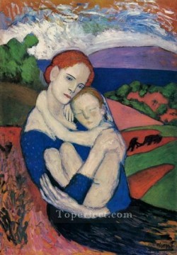  Sosteniendo Obras - Madre e hijo La Maternidad Madre sosteniendo al niño 1901 Pablo Picasso